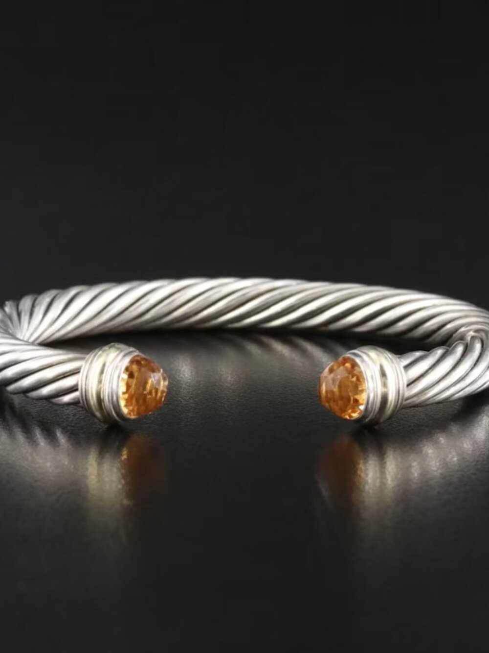 David Yurman Cable Classic Collection Bracelet with Citrine and 14k Yellow Gold